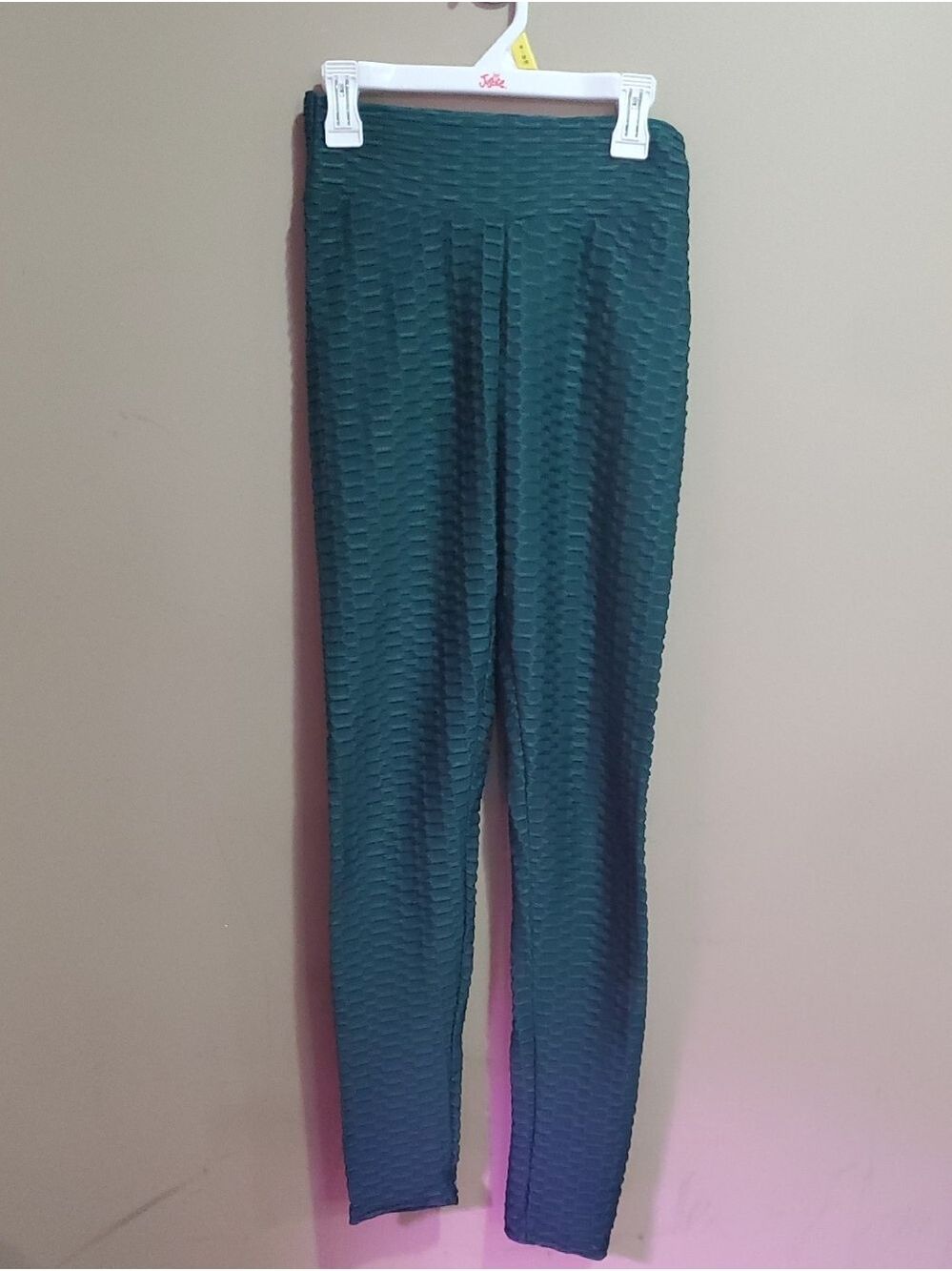 Textured High-Waist Leggings in Teal Size XS